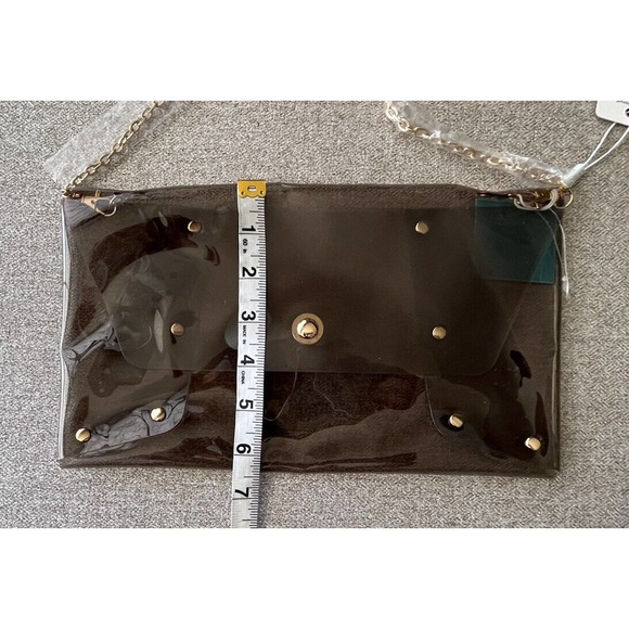 Urban Expressions Stadium Purse Clutch Smokey Clear Gold Chain Strap NWT - Picture 4 of 5